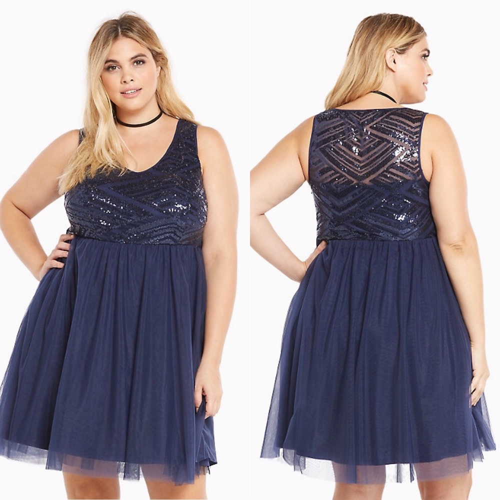 Torrid • NWT Navy Sequin Tulle Party Dress